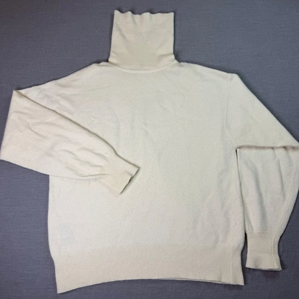 William Lockie Turtleneck Sweater Womens S Cream Excellent Cashmere Scotland